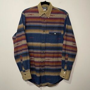 VTG 90s Rough Rider By Circle T Western Aztec Button Down Shirt Men's size S USA